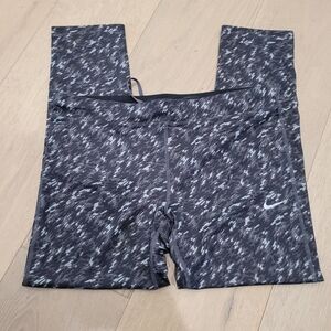 Nike Dri Fit Athletic Leggings Women's sz L Black/Grey Graphic Activewear Pants